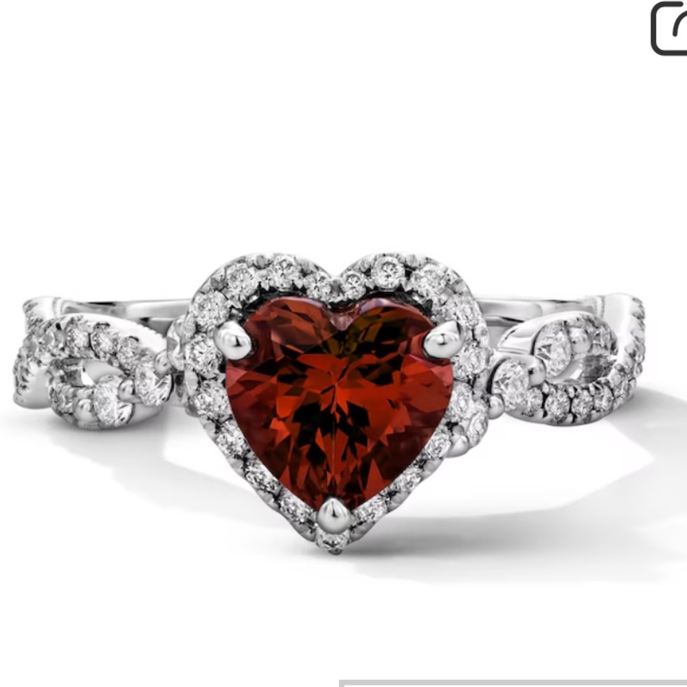 Neil Lane Rhodolite Garnet & Diamond Ring 1/2 Cut Round Cut 14k White Gold - Picture 2 of 7
